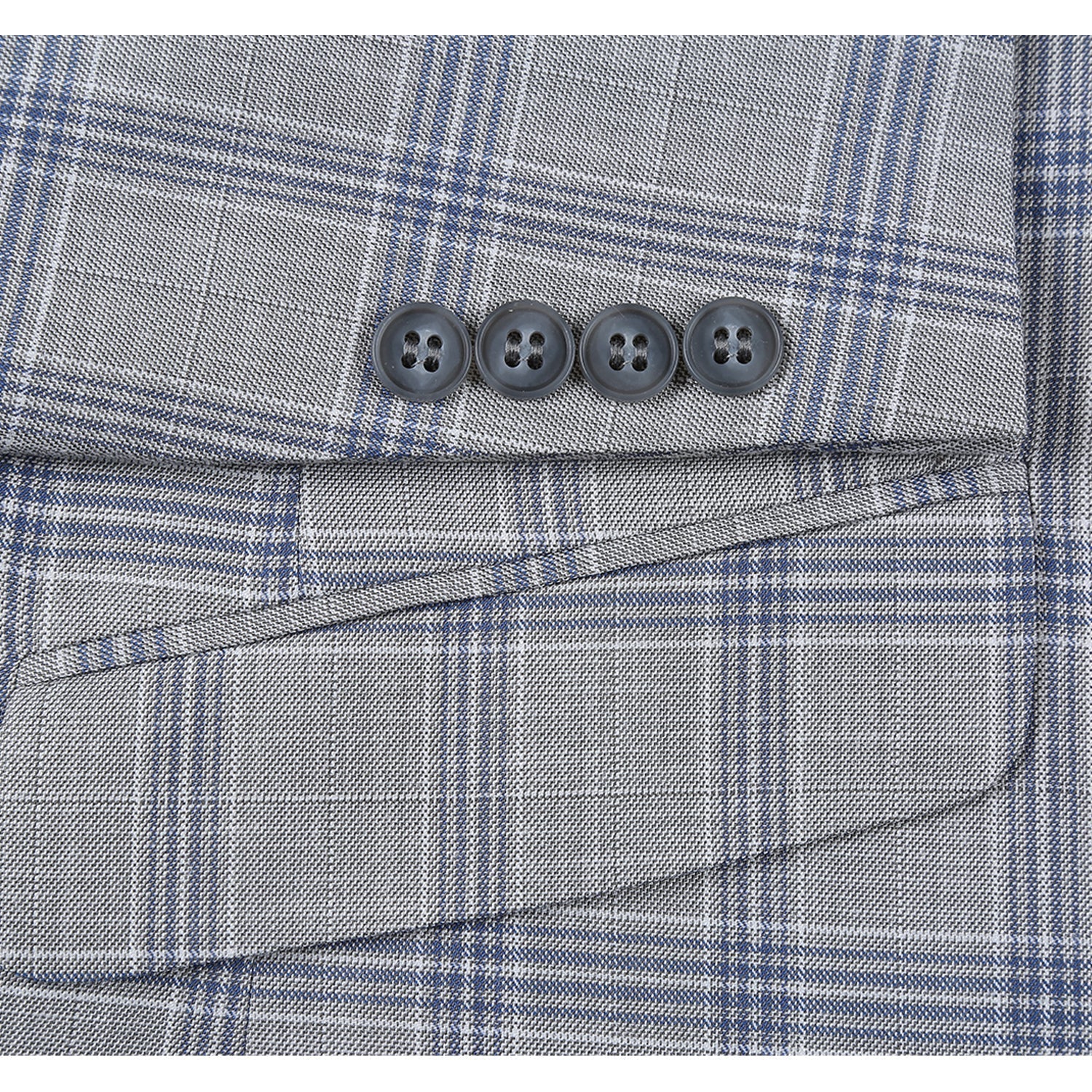 293-15 Men's Slim Fit Notch Lapels Light Gray Check Suits - 38Lx32W