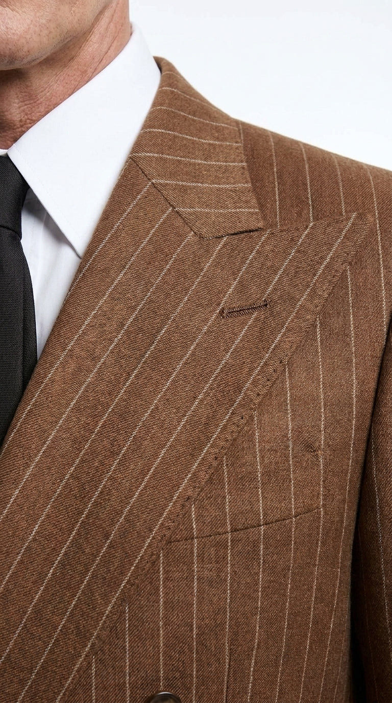 Men’s Vintage Brown Pinstripe Double-Breasted Suit – Classic 1920s Gatsby and 1930s 1940s 1950s Suit