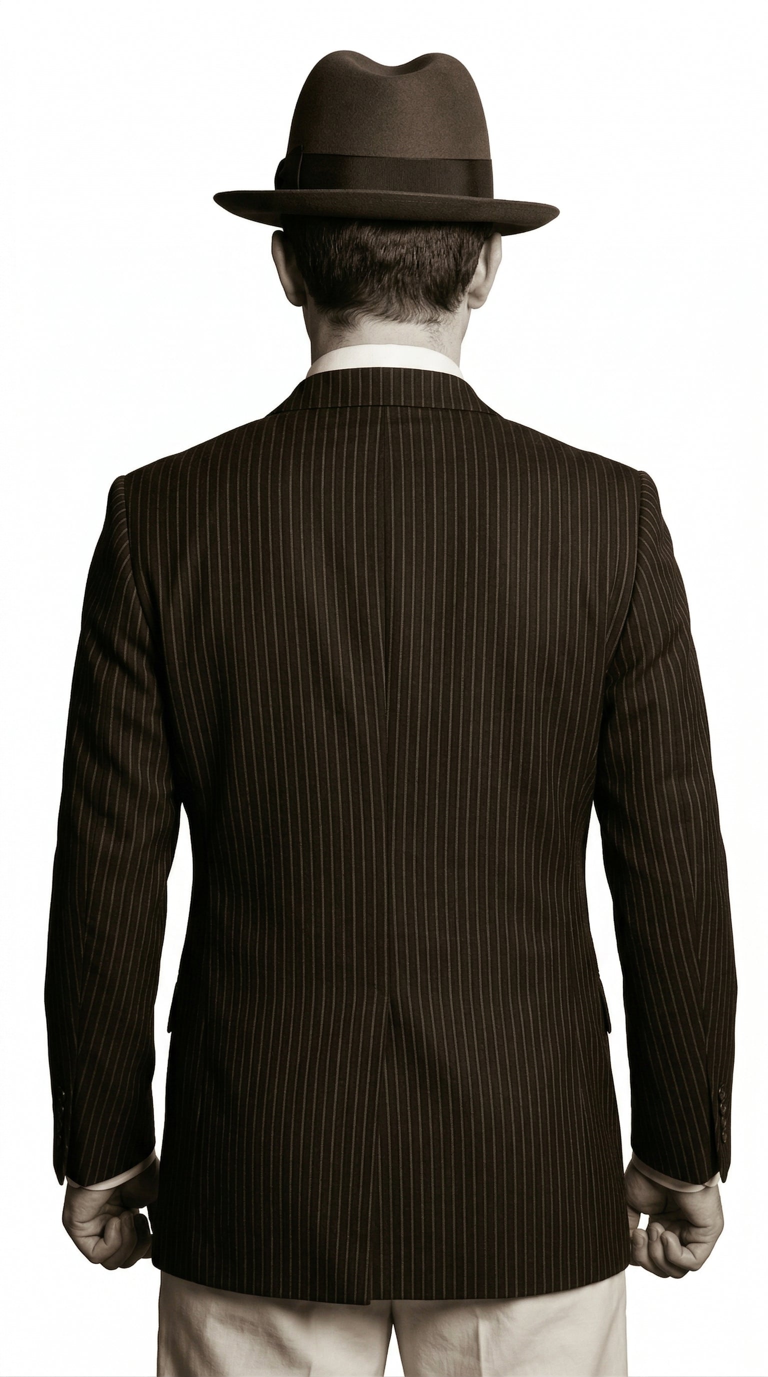 Men’s Black Pinstripe Blazer with White Pants 1920s Gangster Mob Boss Style Suit – Double Breasted Vintage Formal Jacket, Classic Party Costume Wear - Black