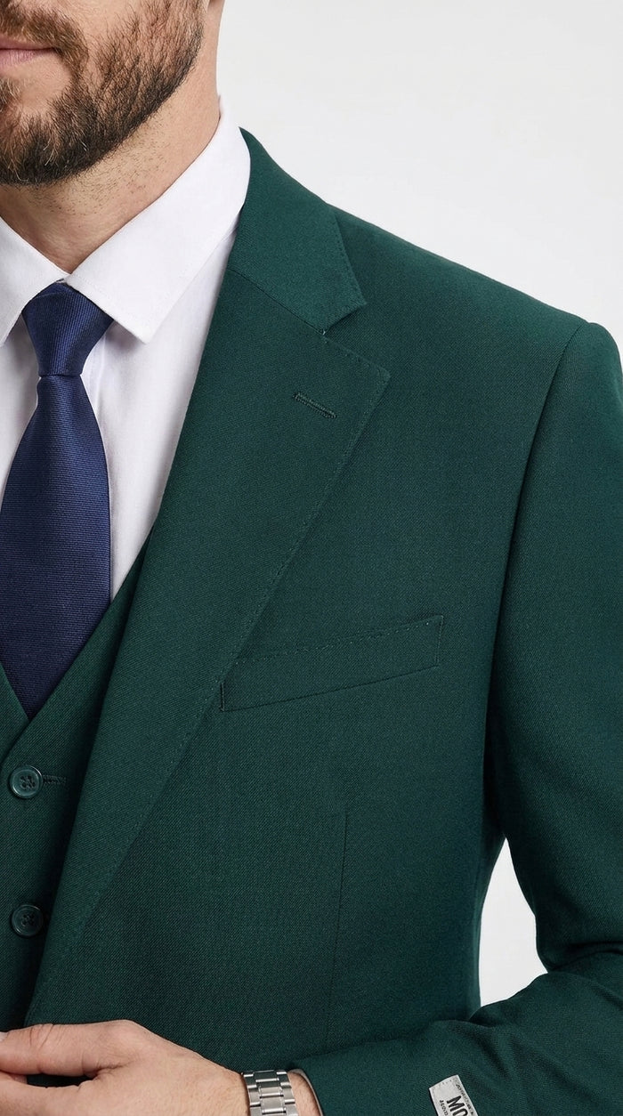 Stacy Adams Dark Teal Suit – Men’s 3-Piece Green Teal Wedding & Formal Suit Modern Fit