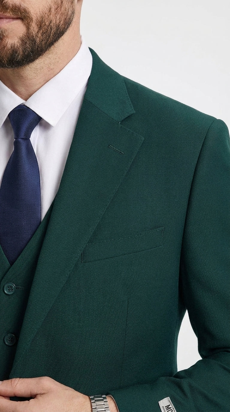 Stacy Adams Dark Teal Suit – Men’s 3-Piece Green Teal Wedding & Formal Suit Modern Fit