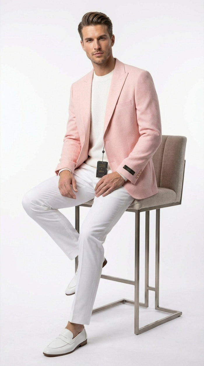 Mens Peach Pink Blazer Jacket Modern Formal Sport Coat for Wedding, Party and Business Wear - Summer Jacket