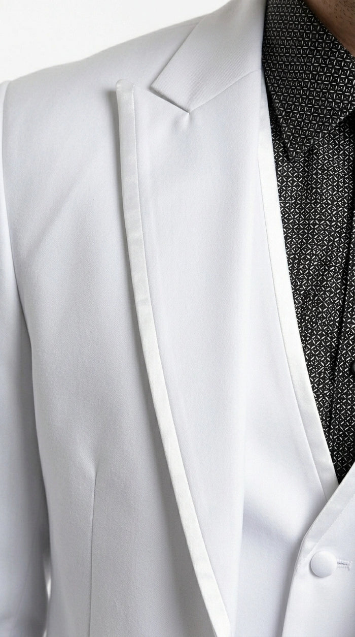 Men’s White Western Cowboy 3 Piece Tuxedo Suit, Formal Wedding Prom Groom Suit Set