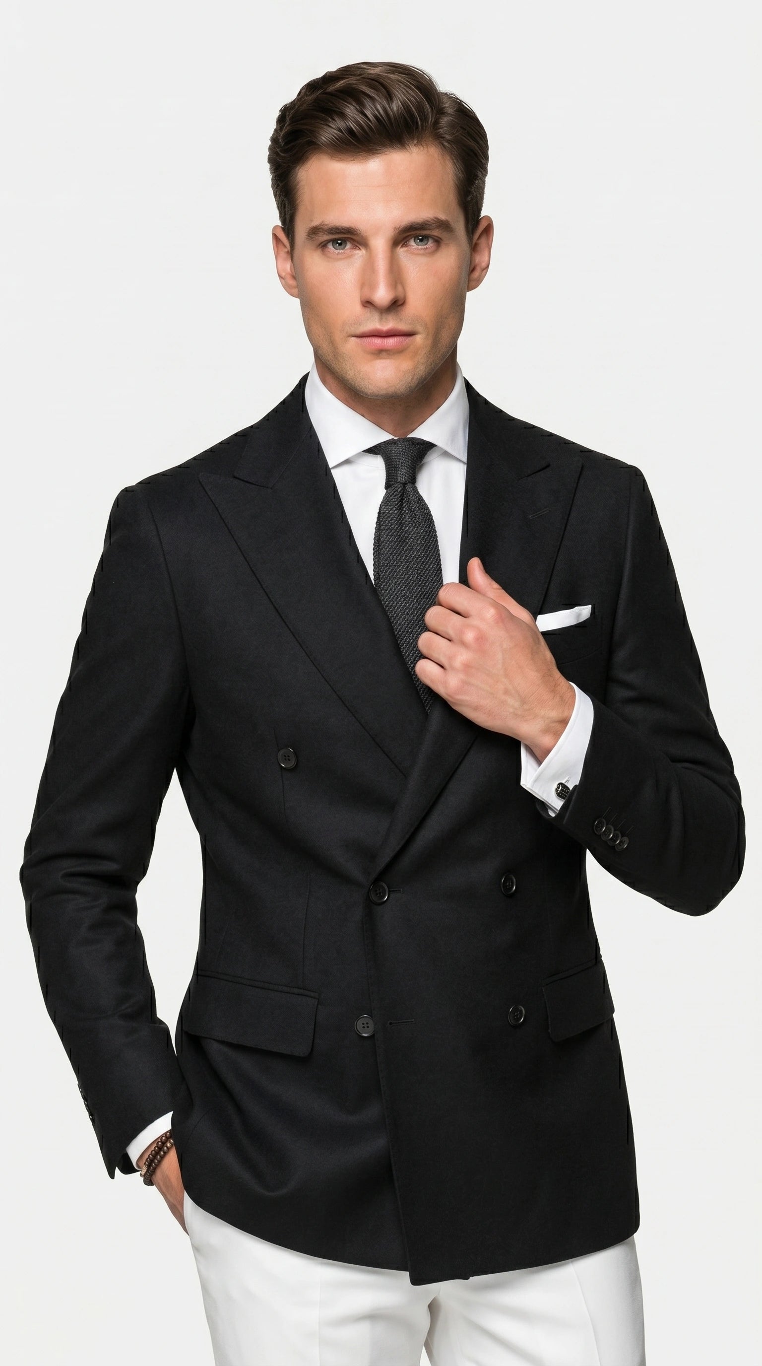 Men’s Black Double Breasted Blazer, Formal Wedding Business Casual Sport Coat Jacket - 36 Short