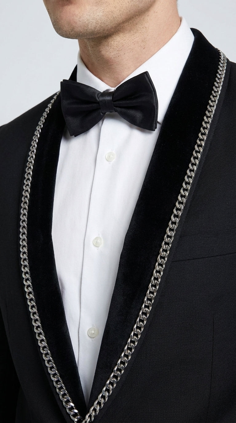 Men’s 1970s Style Black Boot Cut Tuxedo Suit – Shawl Lapel Wedding, Prom and Formal 2-Piece Suit - 34 Short or Extra Small