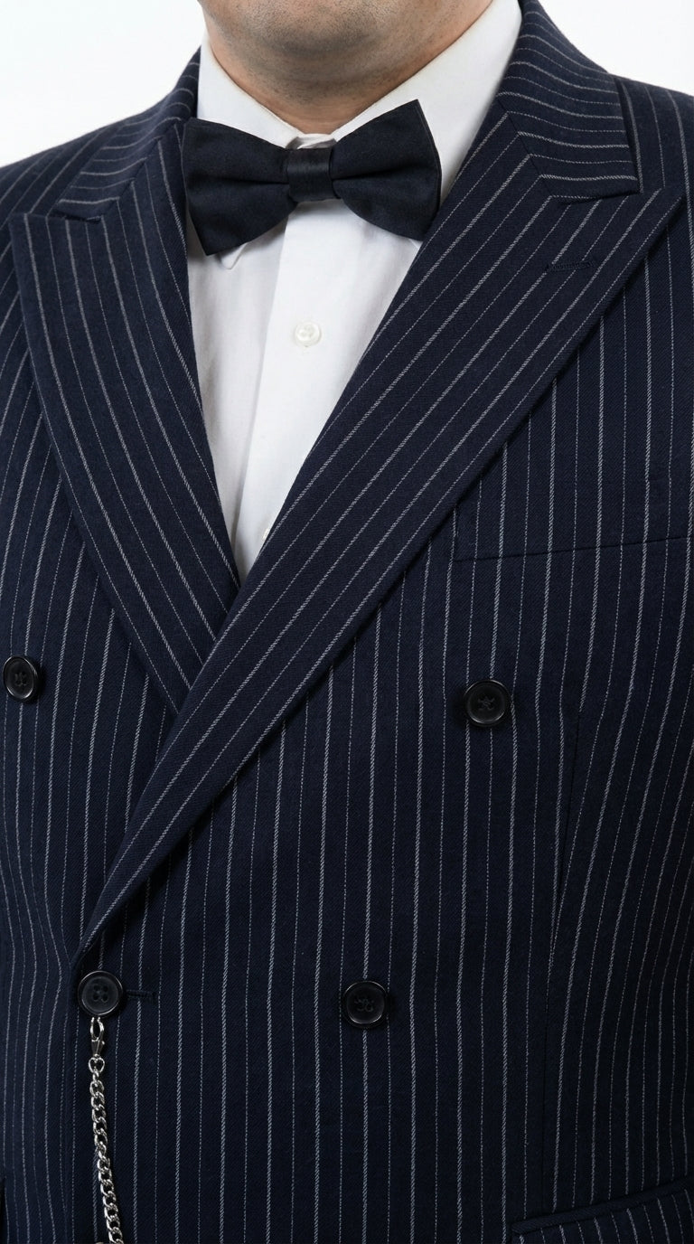 Men’s Black Pinstripe Blazer Gomez Addams Inspired Jacket – Vintage Double Breasted Formal Blazer, Classic Party Costume Wear, Elegant Evening - 36 Short