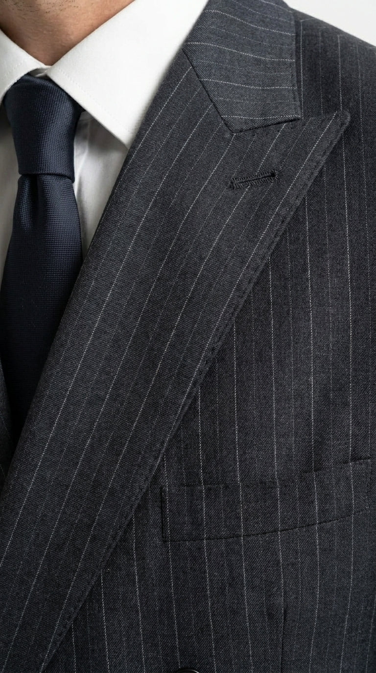 Men’s Black Pinstripe Double Breasted Suit – Classic Formal Business Suit Office and Evening Wear Modern Fit Conservative pattern - 34 Short or Extra Small