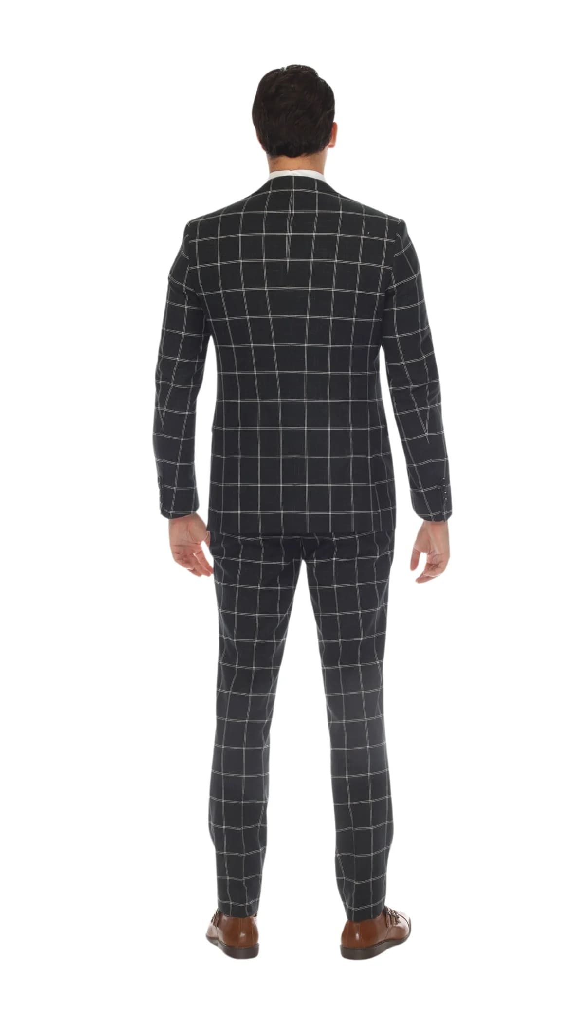 Mens Plaid Suit - Black Windowpane Suit - 1920 Suits - 34 Short or Extra Small