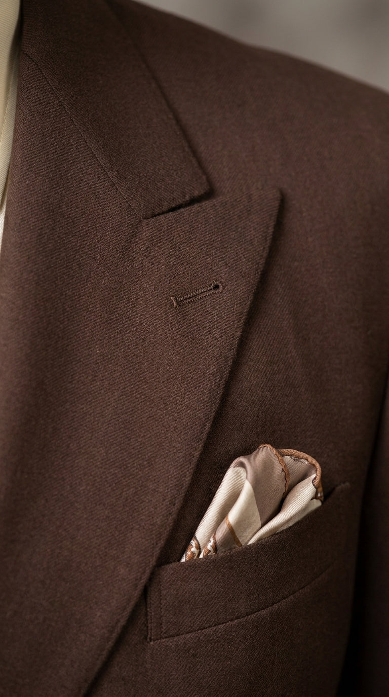 Men’s Brown Vintage Double Breasted Suit, Classic 1940s Style Formal Wedding Business Suit Set - 34 Short or Extra Small