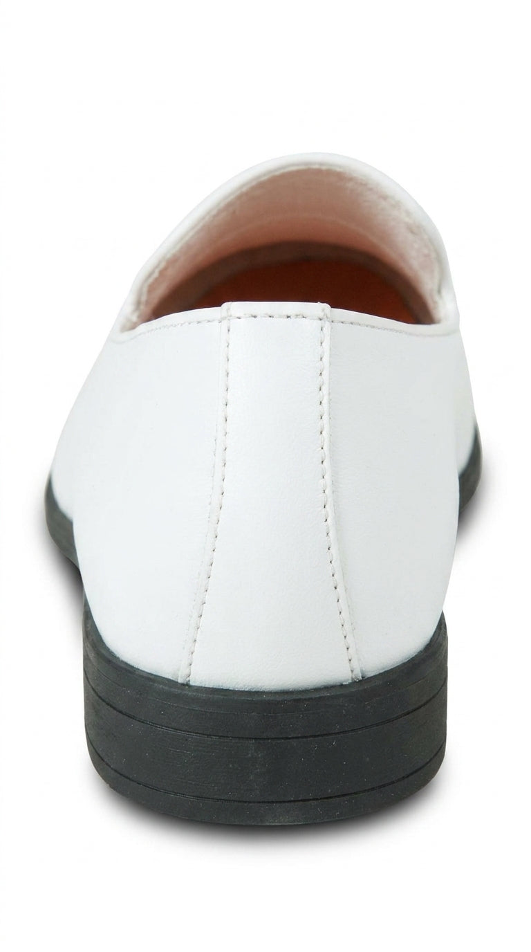 Men’s White Plain Toe Slip On Loafer Dress Shoes – Classic Formal Lightweight Shoes for Wedding, Party and Business Wear - 6 Standard / D / Medium