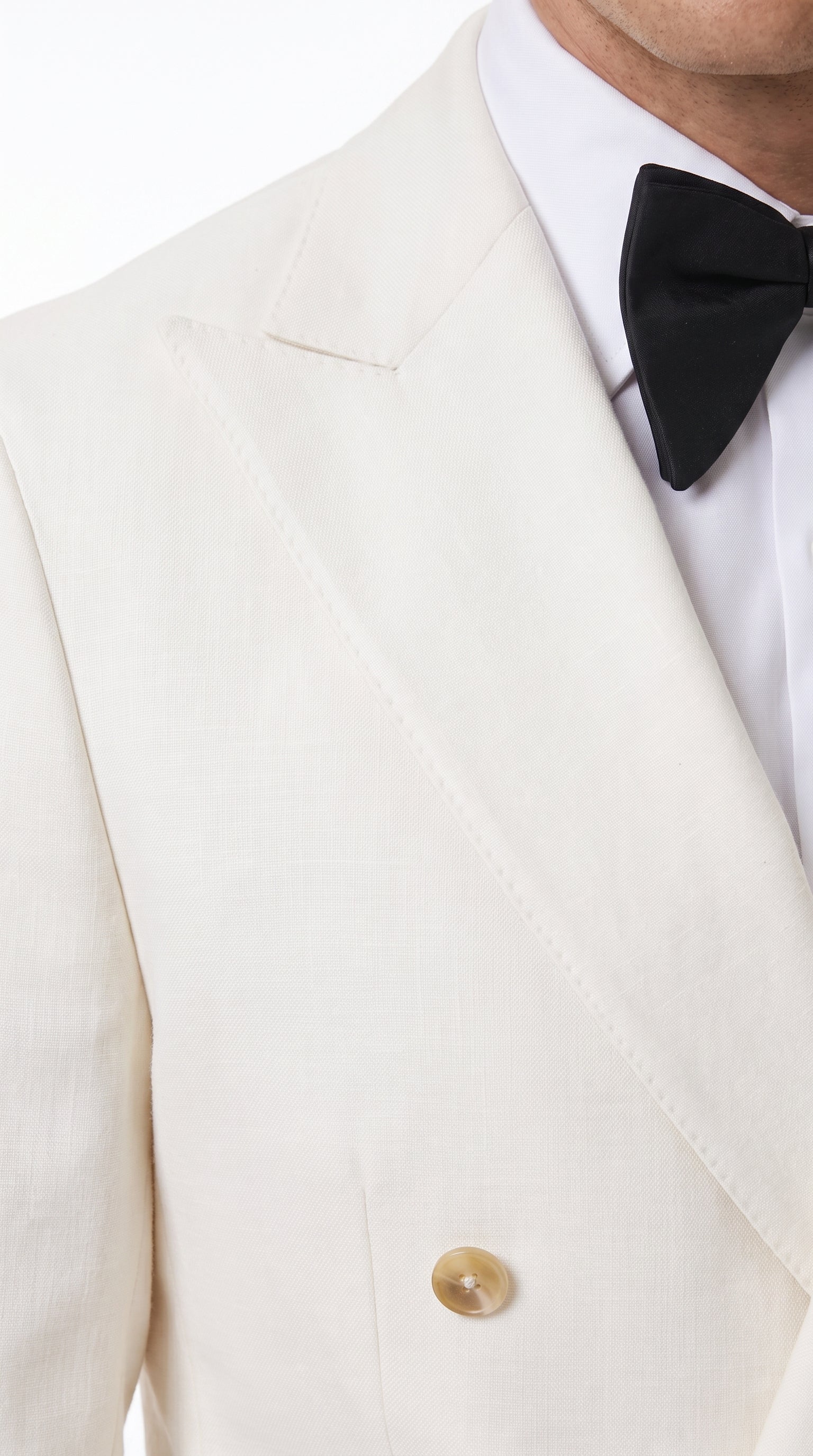 Men’s Ivory Double-Breasted Tuxedo – Gold Button Wedding, Prom and Formal Suit - 34 Short or Extra Small