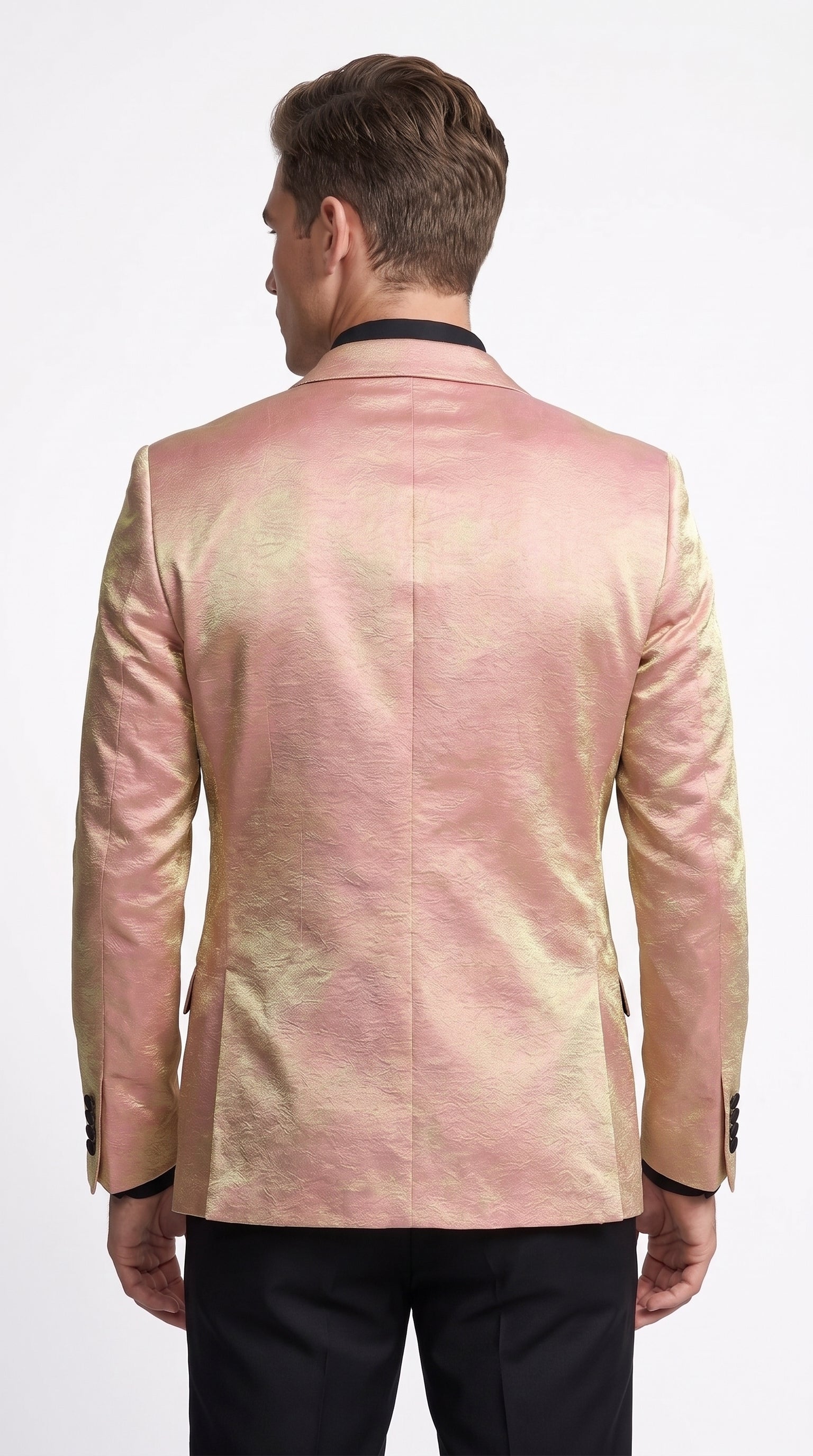 Men’s Rose Gold Tuxedo Jacket – Black Peak Lapel Wedding, Prom and Formal Dinner Blazer