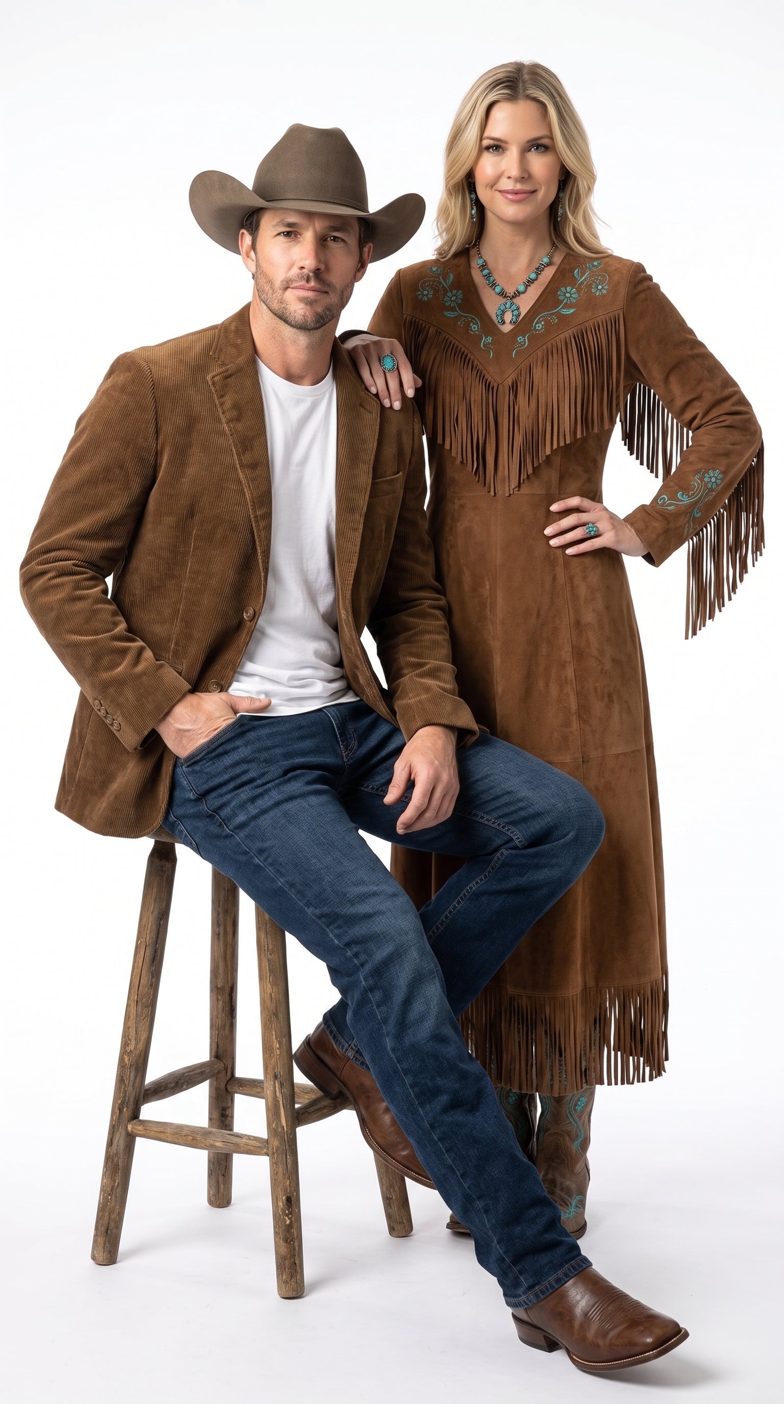 Men’s Brown Corduroy Country Blazer – Two-Button Western Sport Coat for Casual