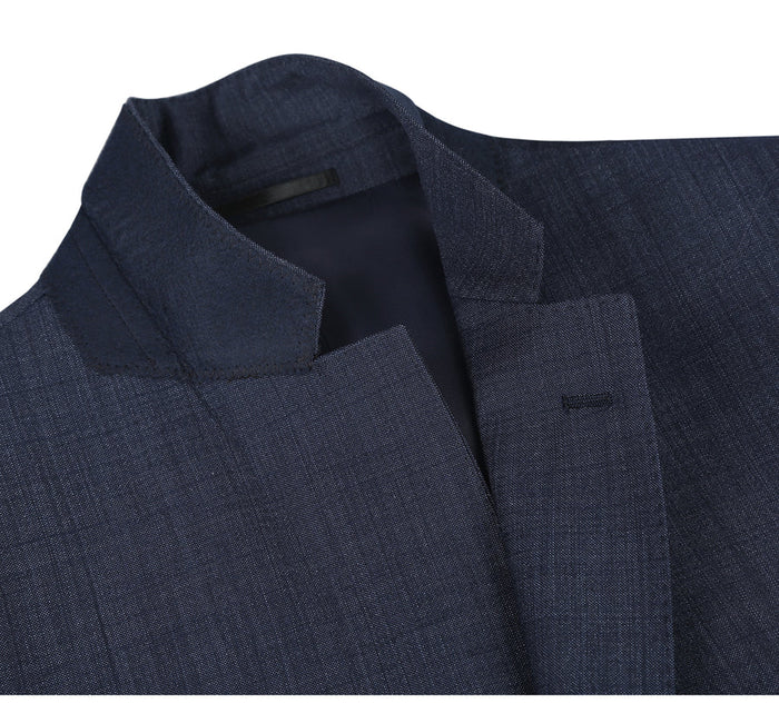 "Navy   Classic Fit Wool Blend Men's Suit - Two Button Basic"