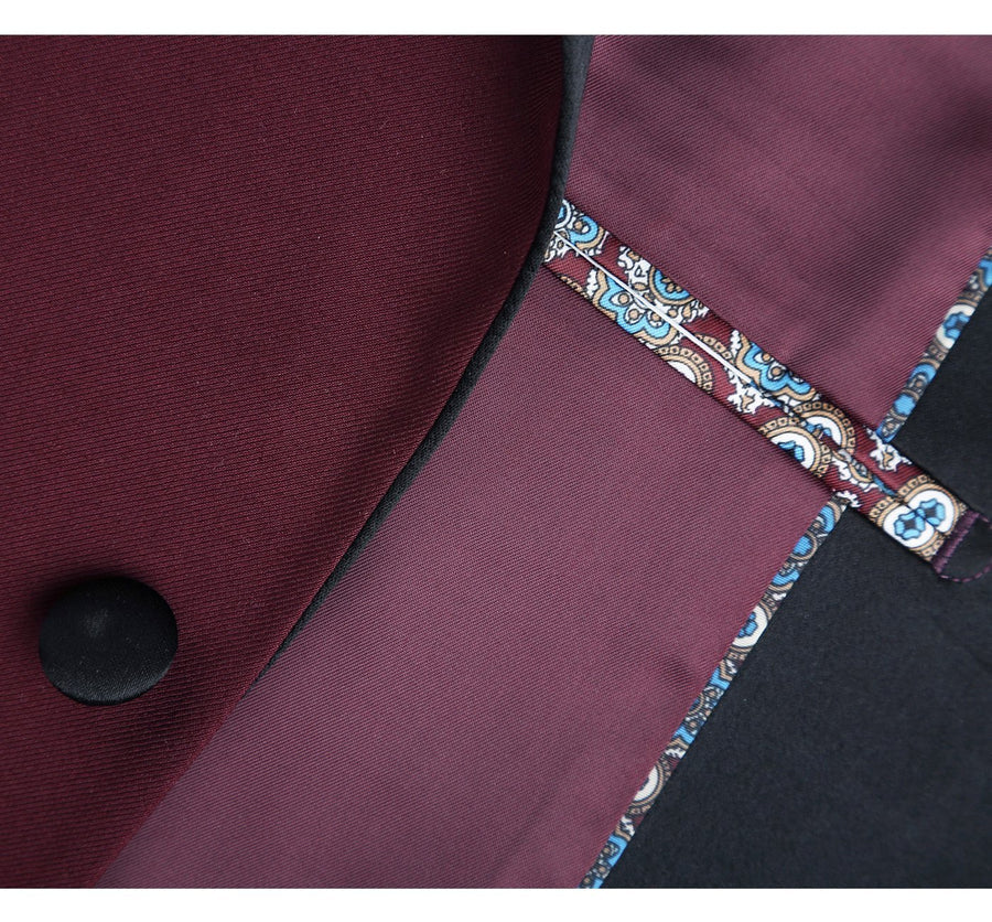 Burgundy Slim Fit Shawl Collar Tuxedo for Men - Traditional Style - 34 Short