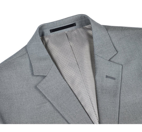 "Men's Slim Fit Two-Button Suit with Hack Pocket - Light Grey"