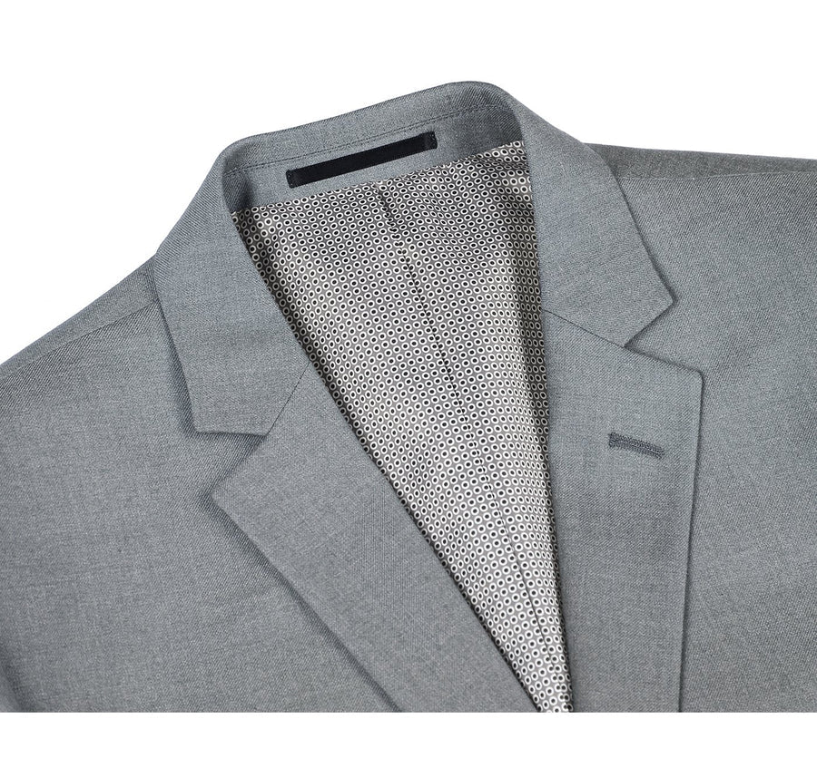 "Men's Slim Fit Two-Button Suit with Hack Pocket - Light Grey" - 34 Short