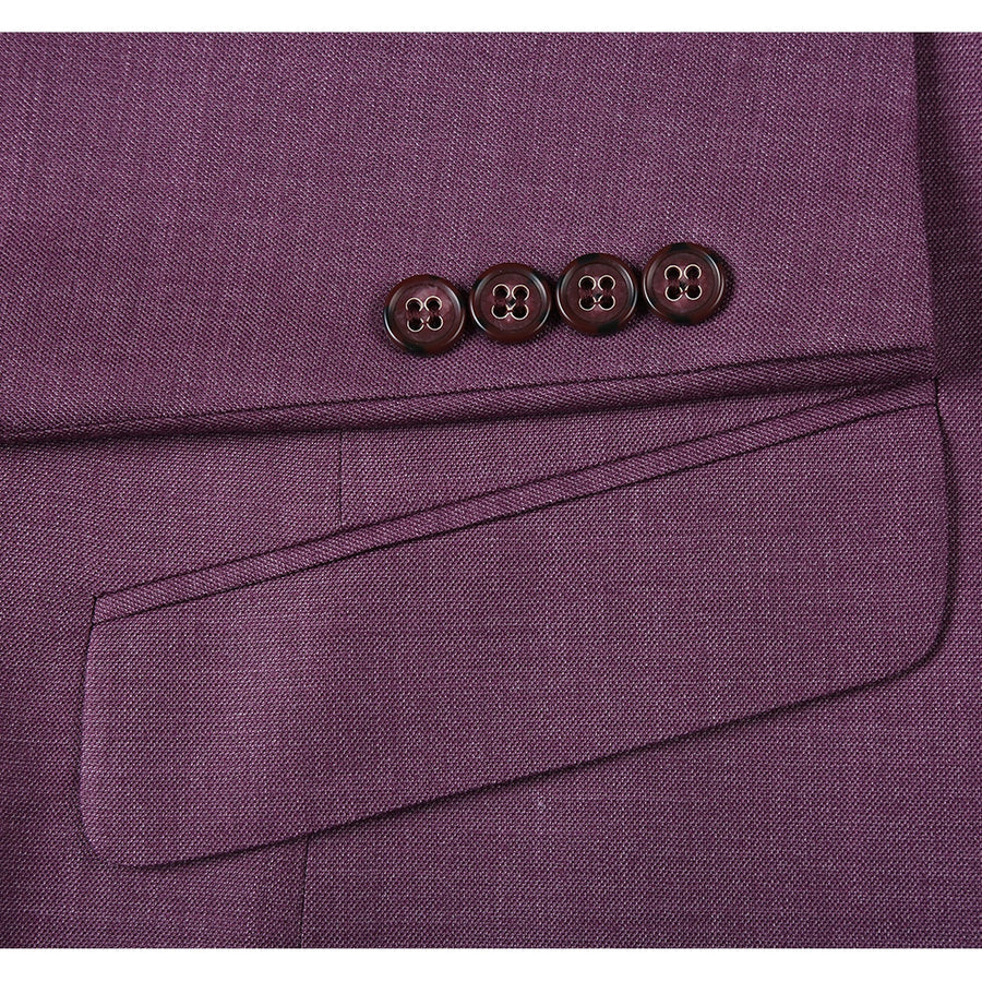 "Burgundy Berry Mauve Men's Slim Fit Two Button Suit" - 34 Short