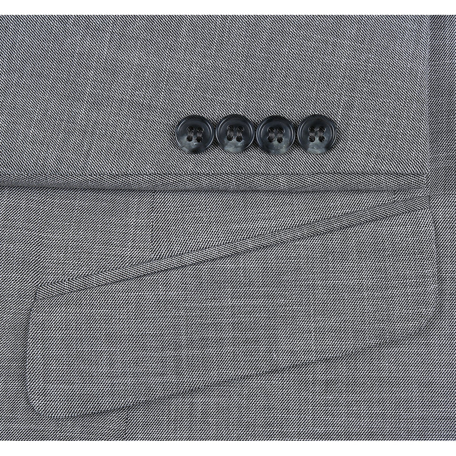 "Light Grey Slim Fit Two Button Men's Suit - Two Piece Hack Pocket" - 34 Short