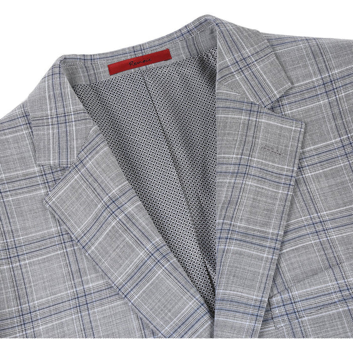 "Classic Fit Men's Two-Button Suit in Light Grey  Plaid"