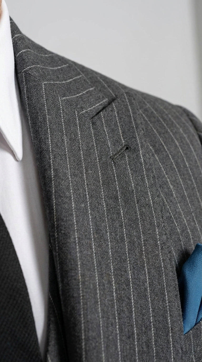 Men’s Thomas Shelby Peaky Blinders Gray Wool Suit Out fit Charcoal Grey Pinstripe 3-Piece  Vintage 1920s Suit