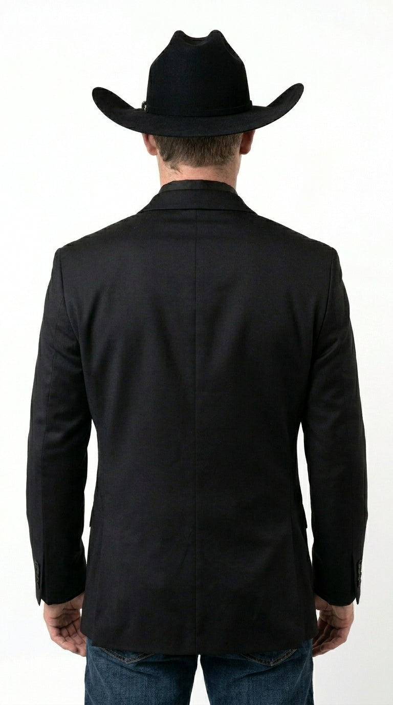 Men’s Black Tuxedo Western Blazer – Cowboy Style Formal Sport Coat Jacket for Dinner Jacket - 36 Short