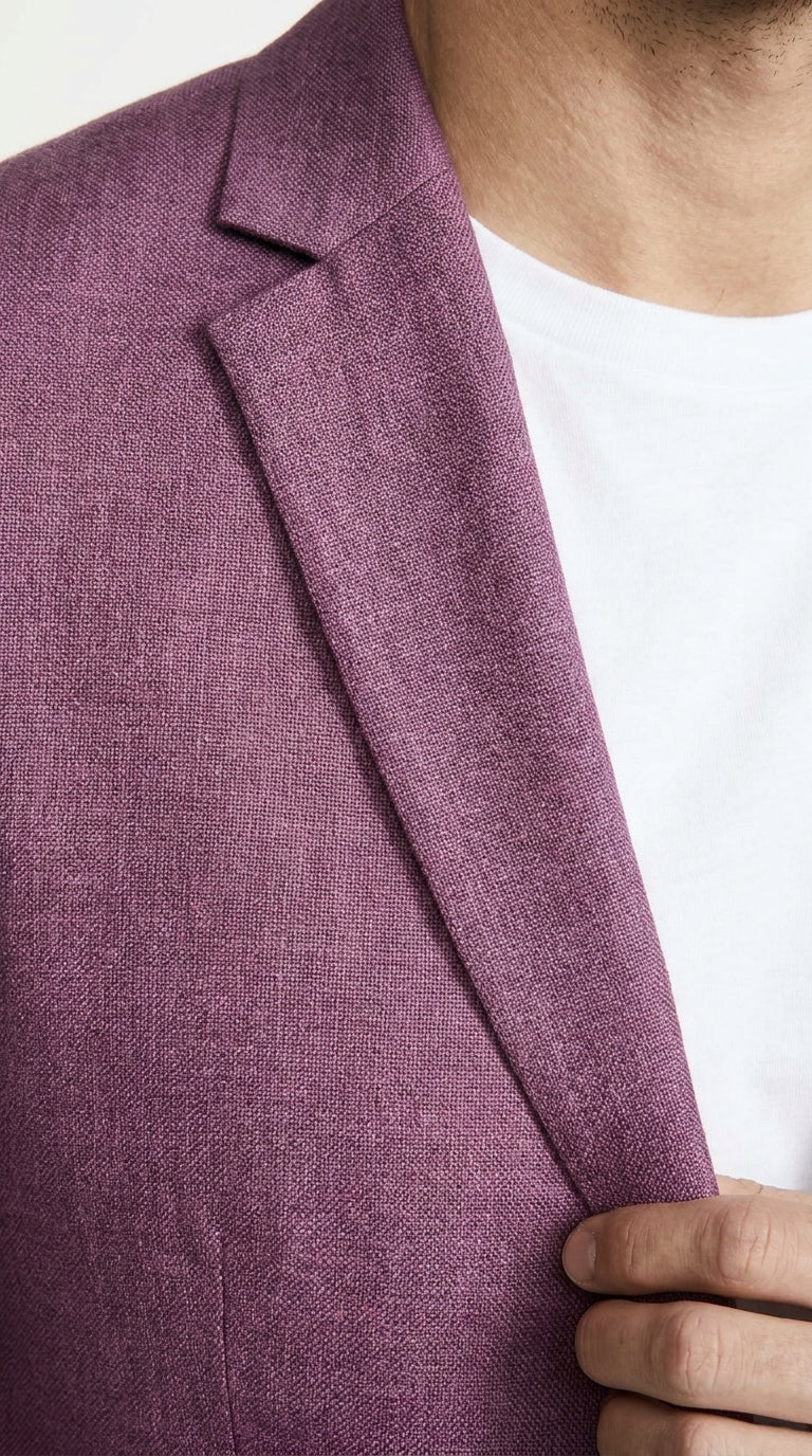 Men’s Berry Mauve Blazer – Classic 2-Button Wedding, Business and Smart-Casual Sport Coat in light purple lavender color - 36 Short