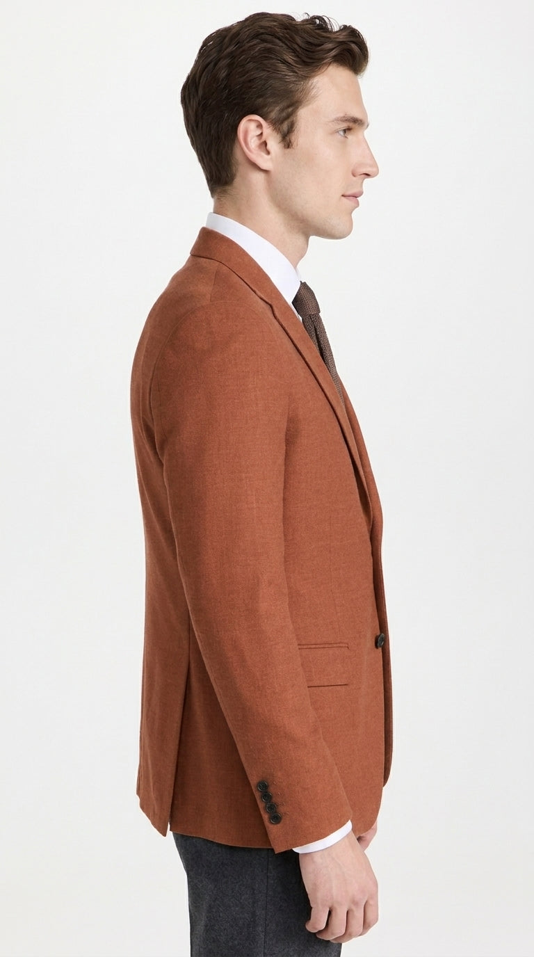 Men’s Burnt Orange Suit Jacket – 2 Button Notch Lapel Formal Blazer