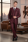 Men’s Burgundy 3-Piece Suit – Burgundy Three Buttons Vested Suit - Pleated Pants Classic Fit Athletic Cut