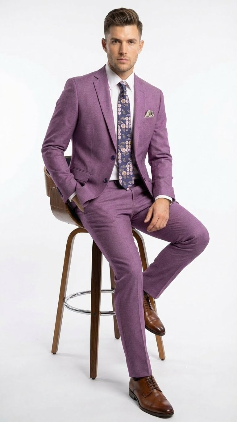 Men’s Light Purple Suit Blazer and Suit Jacket Mauve – Formal Wedding & Party Wear Coat for Business Prom and Church - 34 Short or Extra Small