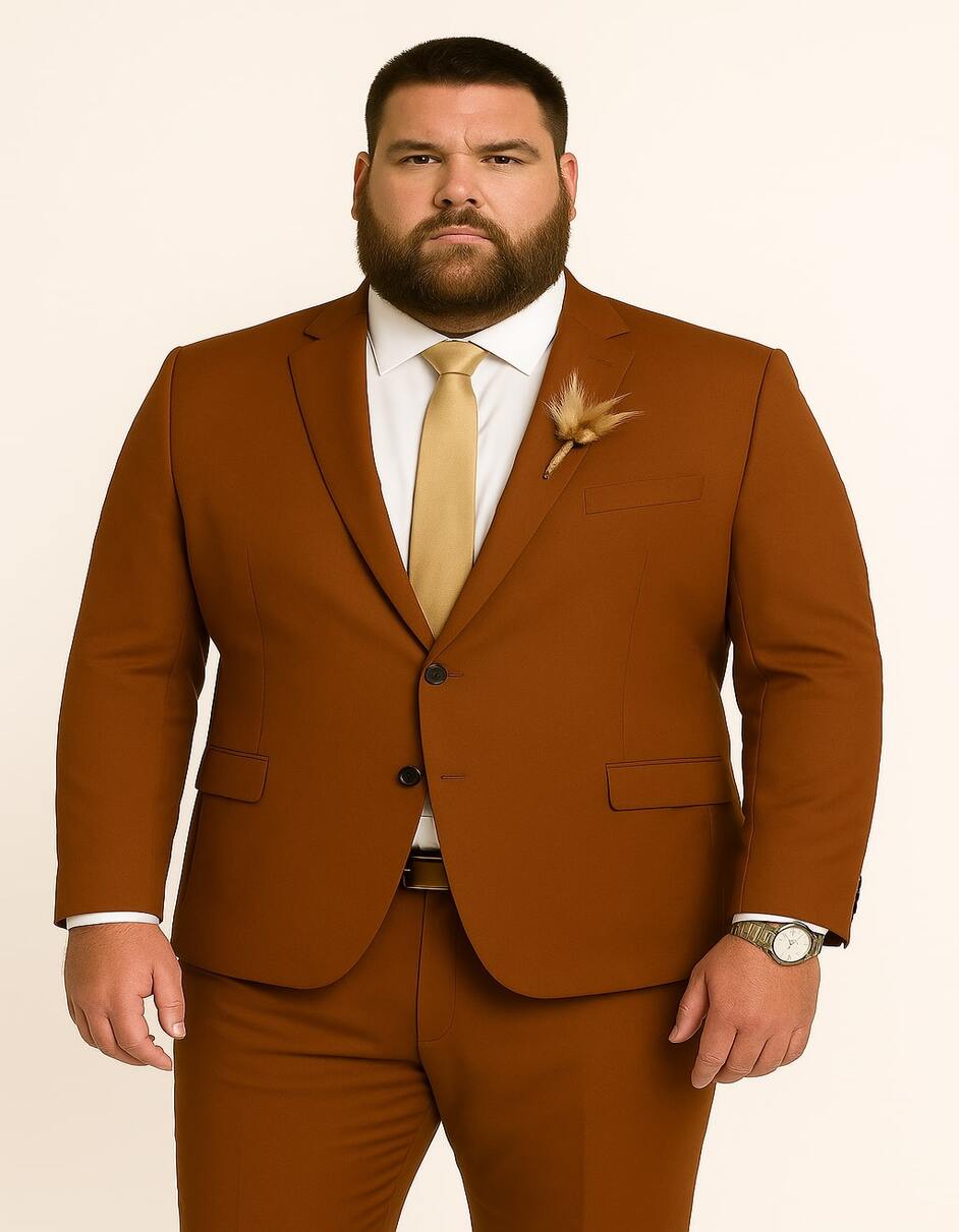 Mens Rust Brown Wedding Suit - Modern Slim Fit Groom Suit for Fall Outdoor Ceremonies - 34 Short or Extra Small
