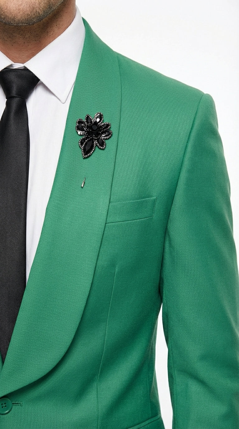 Men’s Emerald Green Tuxedo Suit – Emerald Green Formal Tuxedo with Shawl Lapel Jacket Trousers for Prom, Wedding in Augusta Green - 34 Short or Extra Small