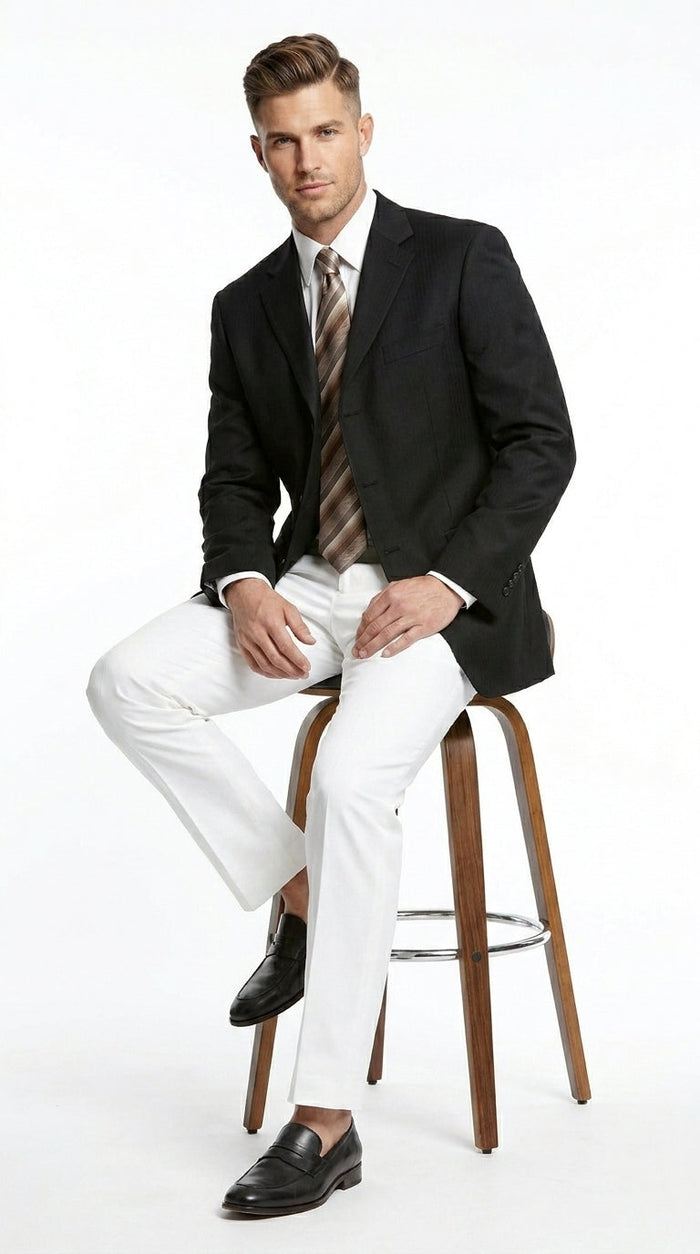 Men’s Black Three Button Blazer – Classic Formal Suit Jacket for Business, Office, Sport Coat