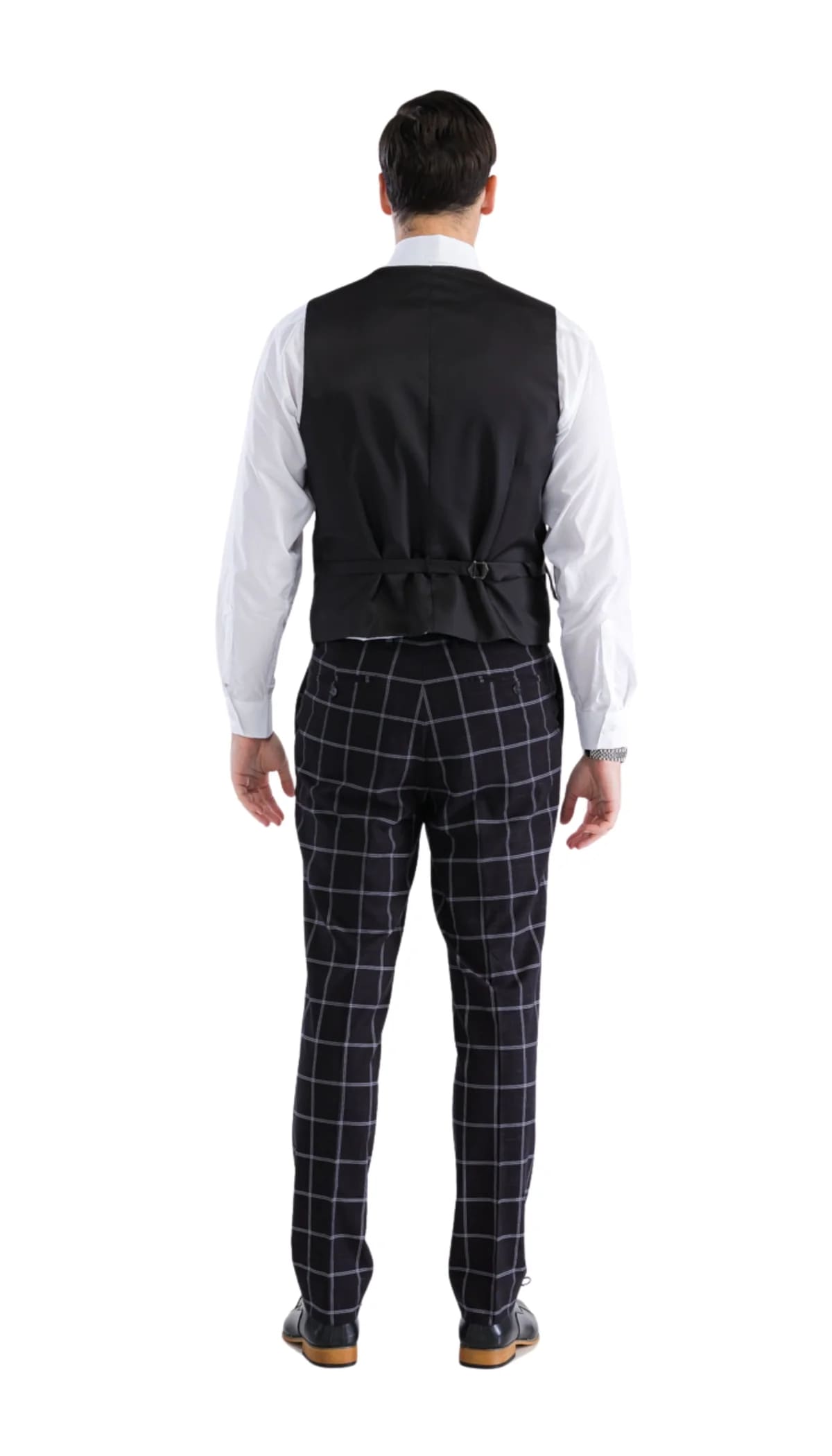 Mens Plaid Suit - Black Windowpane Suit - 1920 Suits