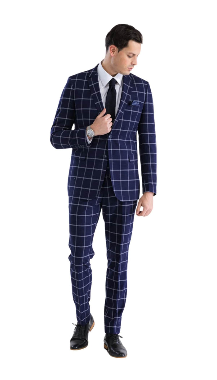 Mens Plaid Suit - Black Windowpane Suit - 1920 Suits