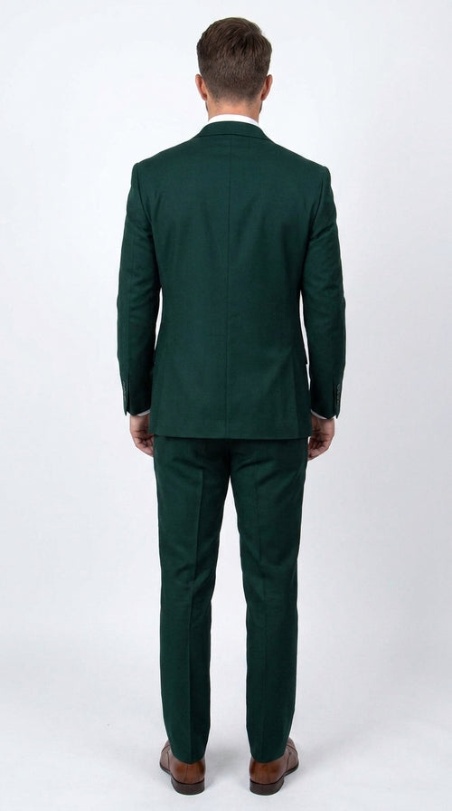 Men’s Stacey Adams Designer Hunter Green 3 Piece Suit – Two Button Vested Classic Wedding, Prom & Formal Suit