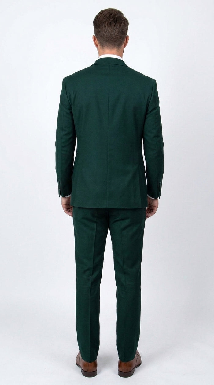 Men’s Stacey Adams Designer Hunter Green 3 Piece Suit – Two Button Vested Classic Wedding, Prom & Formal Suit