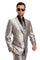 "Sharkskin Silver Grey Men's Two-Button Vested Wedding & Prom 2025 Suit"