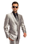 "Sharkskin Silver Grey Men's Two-Button Vested Wedding & Prom 2025 Suit"