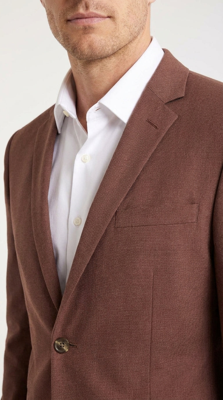 Men’s Coffee Brown 2-Piece Suit – Classic Two-Button Wedding, Business and Formal Suit - 34 Short or Extra Small