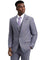 Men's Stacy Adams Vested One Button Wide Peak Lapel Windowpane Plaid Suit in Light Grey