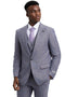 Men's Stacy Adams Vested One Button Wide Peak Lapel Windowpane Plaid Suit in Light Grey