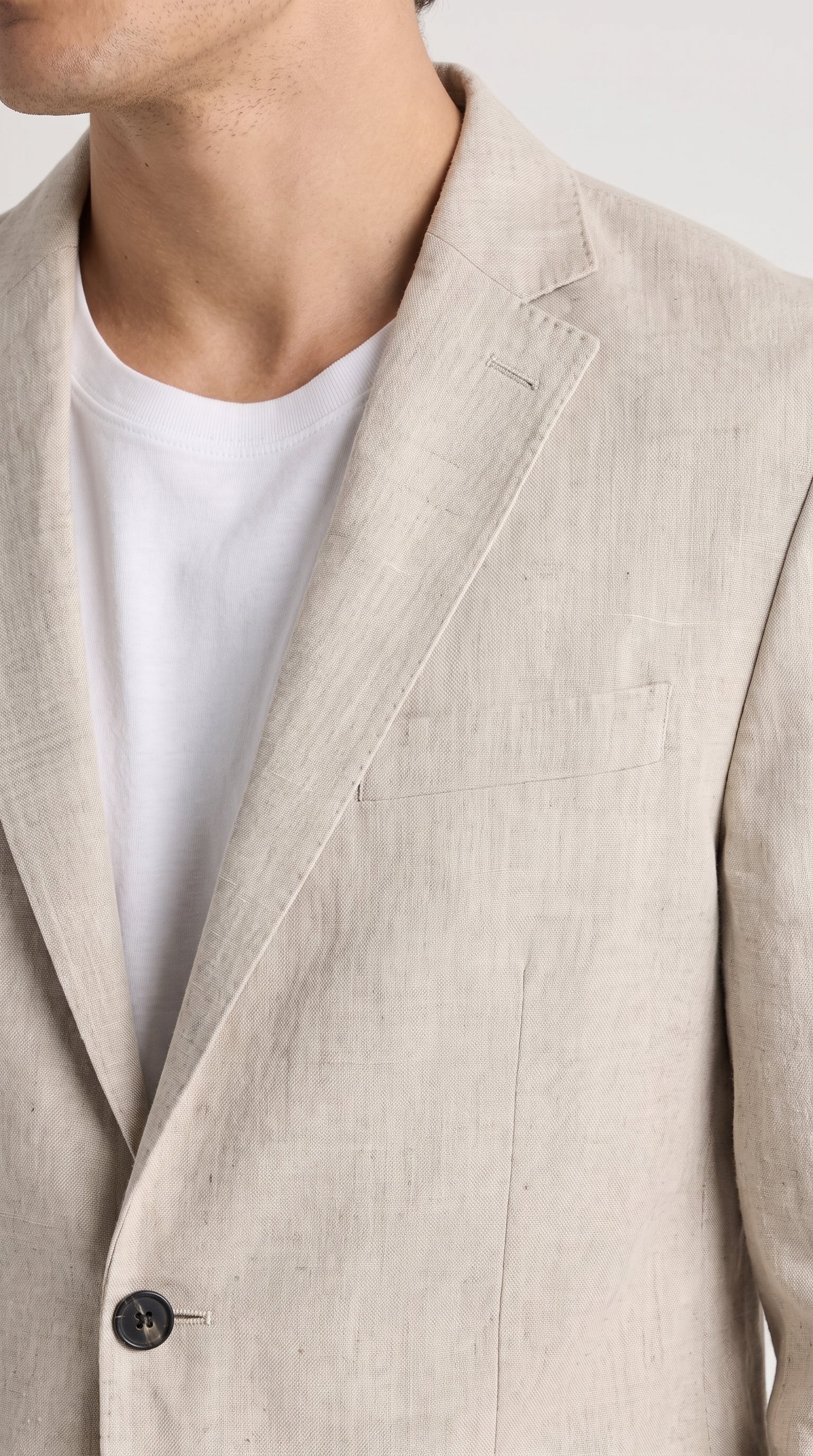 Men’s Informal Summer Suit, Light Beige Casual Linen Style Blazer and Pants Set - 34 Short or Extra Small