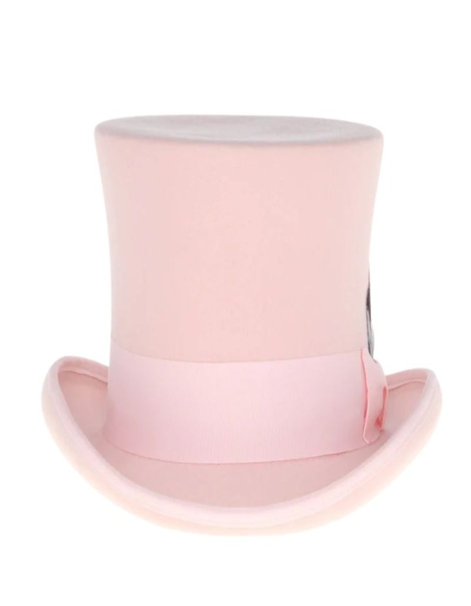 Victorian Steampunk Top Hat - 1800 19th Century - Dressy Loden Felt Top Pink Hat