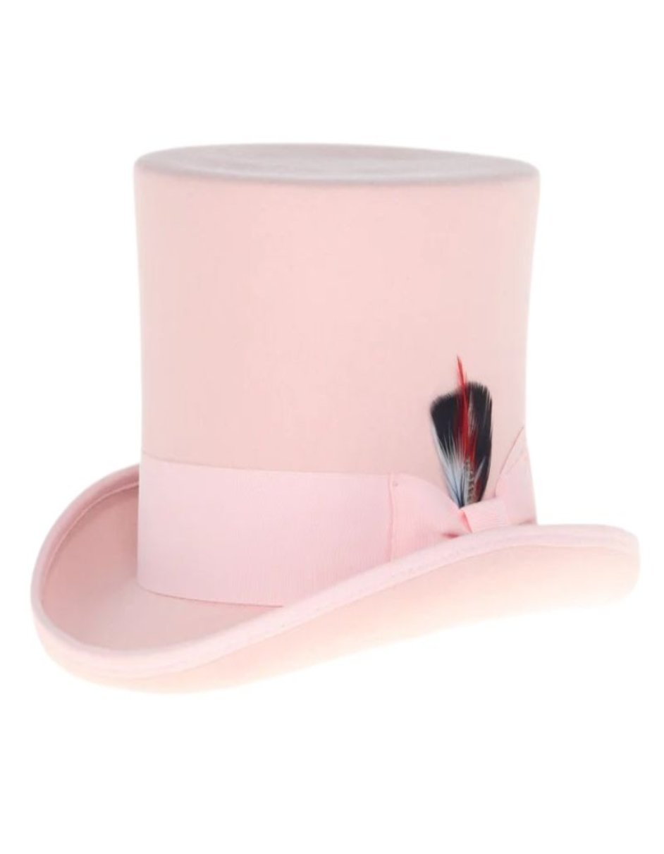 Victorian Steampunk Top Hat - 1800 19th Century - Dressy Loden Felt Top Pink Hat