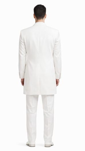 5 Button 3 Piece Vested Long Ivory~Cream~Off White Fashion Zoot Suit 38inch Fashion Tuxedo For Men-New Designer Collection