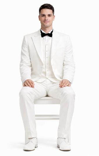 5 Button 3 Piece Vested Long Ivory~Cream~Off White Fashion Zoot Suit 38inch Fashion Tuxedo For Men-New Designer Collection