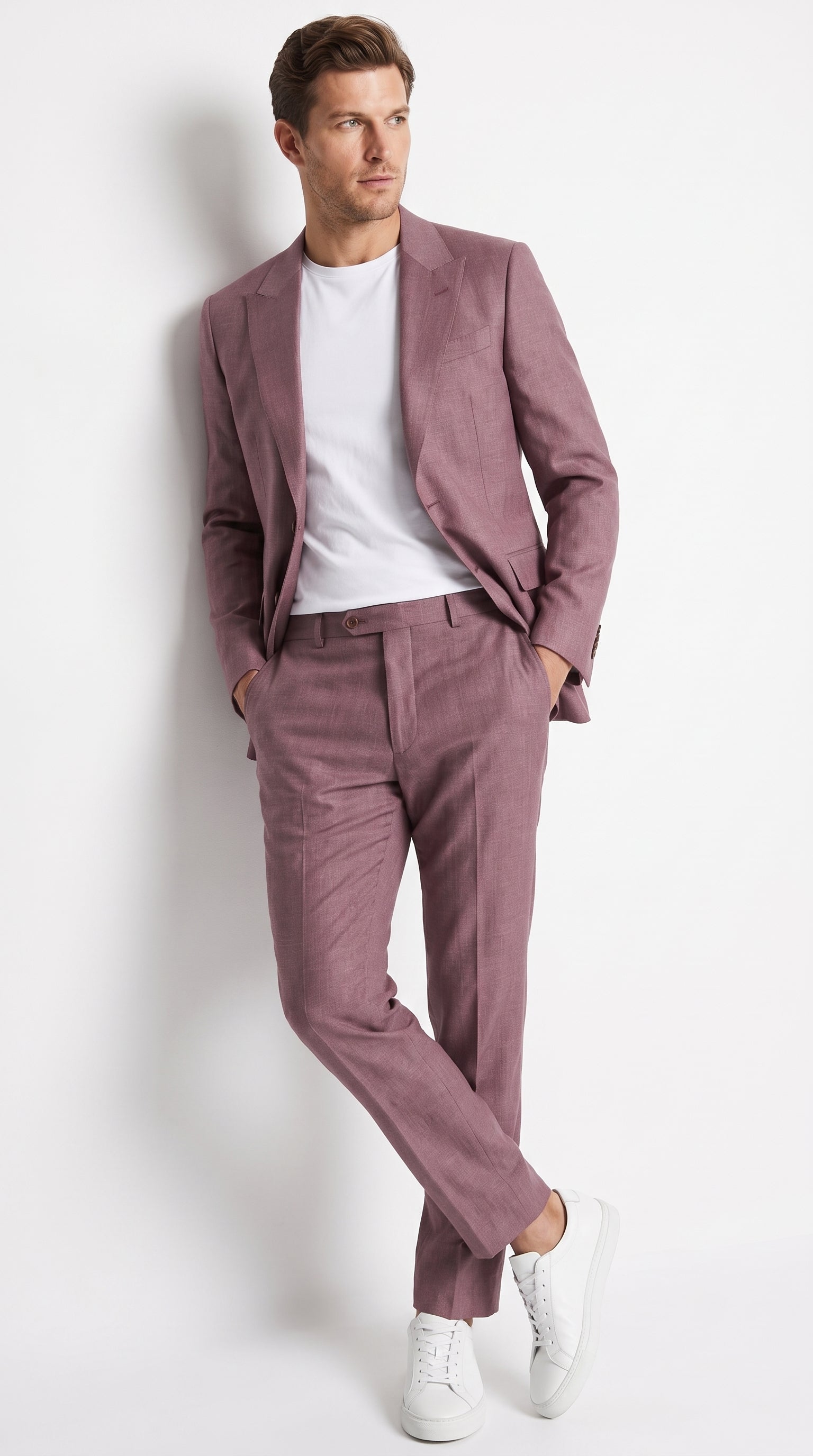 Men’s Mauve 2-Piece Suit – Classic Two-Button Wedding, Prom and Business Suit - 34 Short or Extra Small