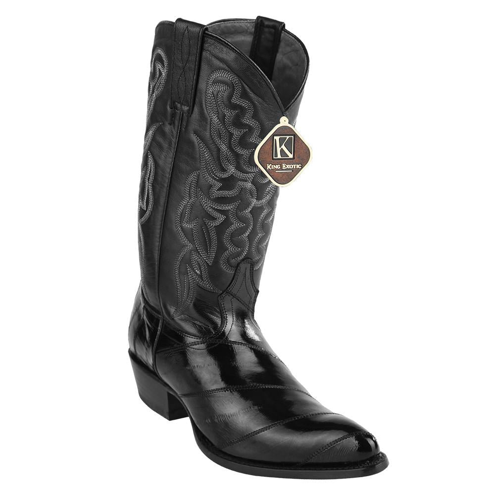 King Exotic Men's Eel Cowboy Boots J Toe - Navy Blue