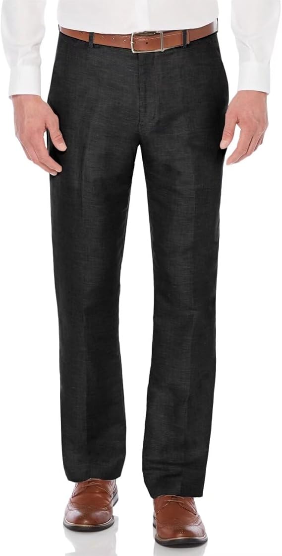 Casual Linen Suit Pants for Men – Breathable Beach Wedding Summer Trousers - dress size pants : 28 Unfinished bottom